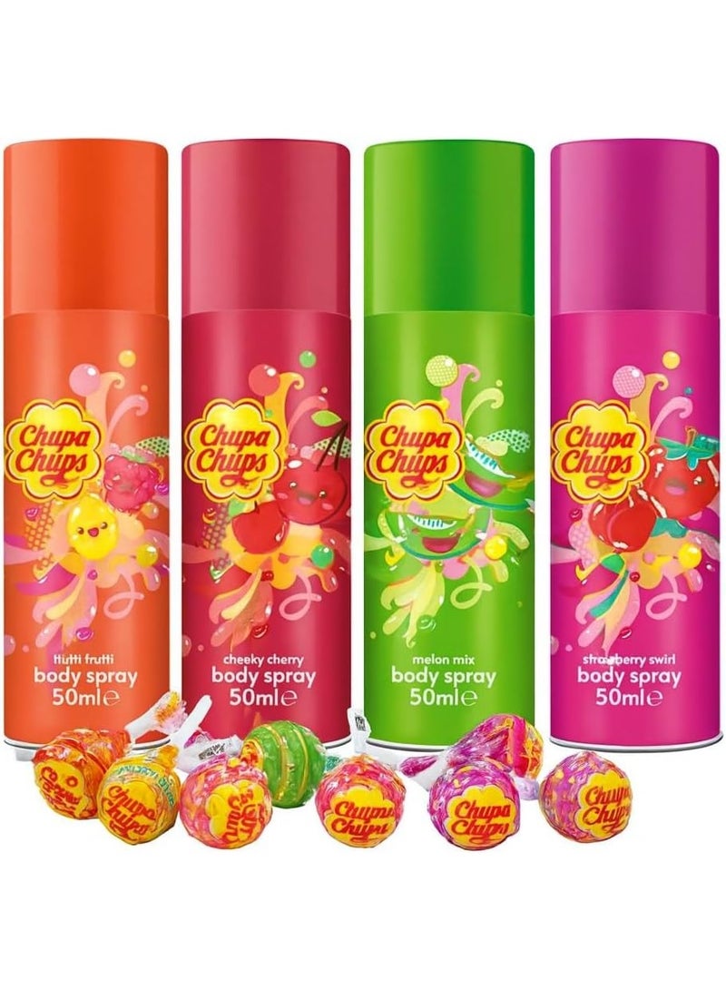 Chupa Chups Deodorant Body Spray – Cherry, Melon, Peach, Strawberry Gift Set - Image 3